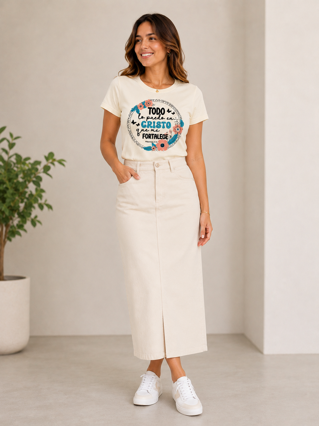 Todo lo Puedo en Cristo – Filipenses 4:13 Camiseta Cristiana para Mujer