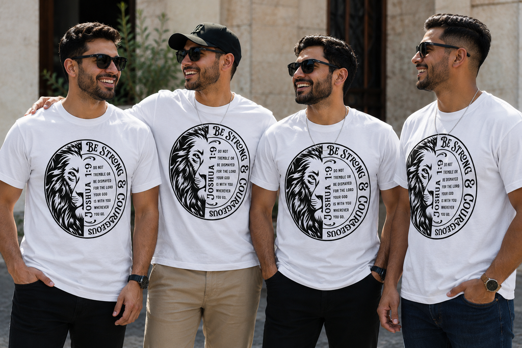 Be Strong & Courageous Christian Shirt | Joshua 1:9 Lion Design