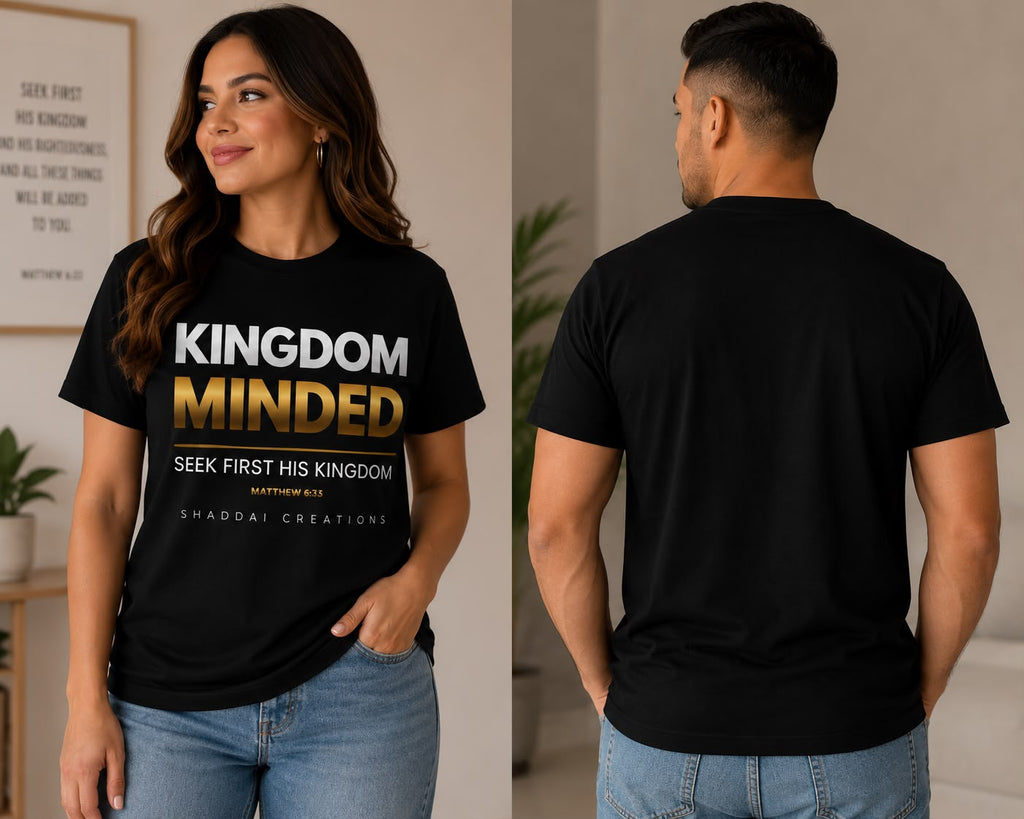 Camiseta Cristiana Kingdom Minded – Matthew 6:33 | Unisex Premium Negra