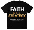 Camiseta Cristiana “Faith Is My Strategy” –  negra