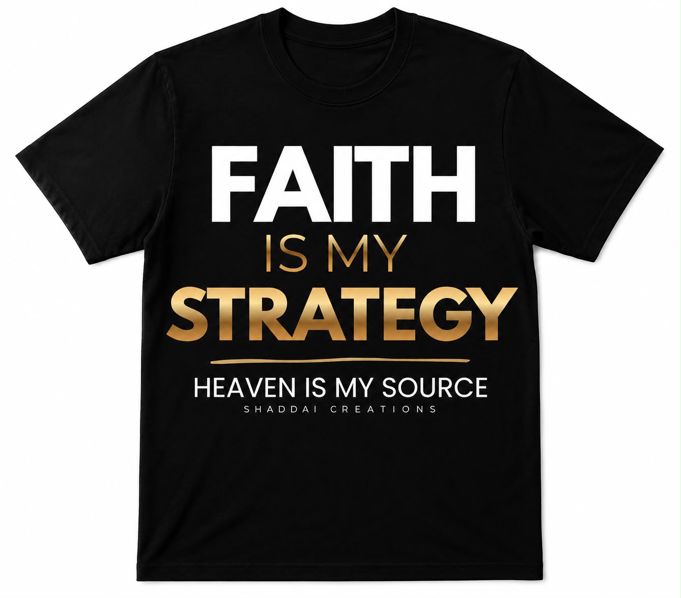 Camiseta Cristiana “Faith Is My Strategy” –  negra