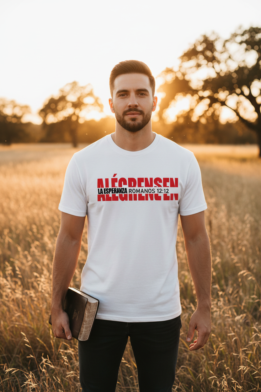 Hombre con la camiseta Romanos 12:12